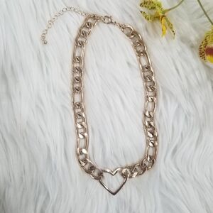 Gold Color Heart Link Choker Necklace, Super Cute!!